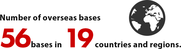 56 bases in 19 countries and regions