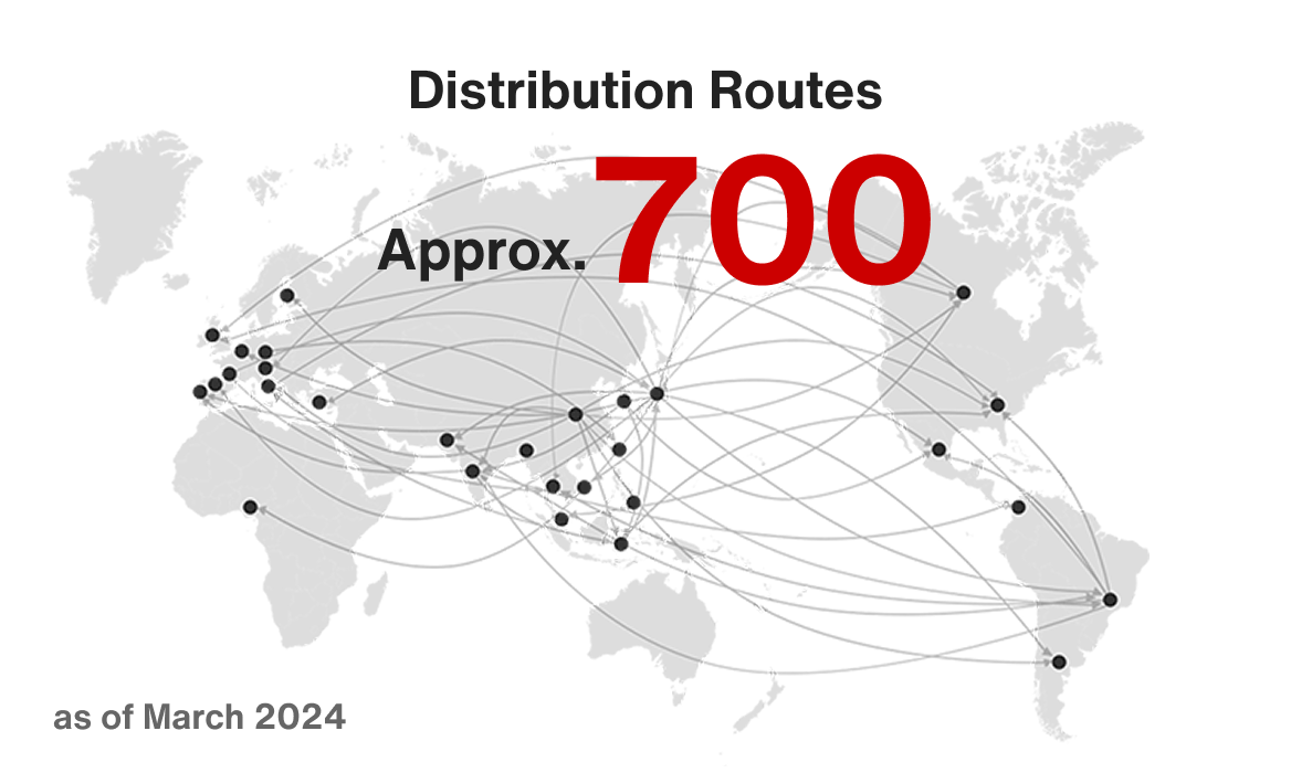 Distribution Routes Approx. 700(as of March 2024)